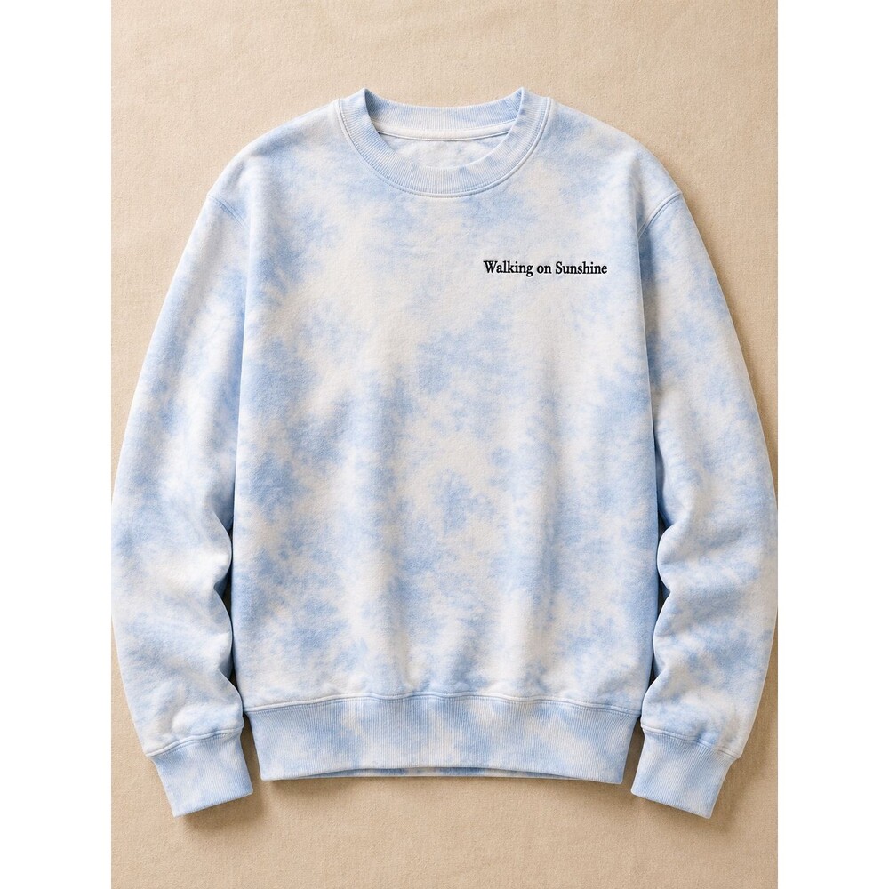 Walking On Sunshine Tie Dye Sweatshirt Womens S Blue Embroidered Crew Ellandmm